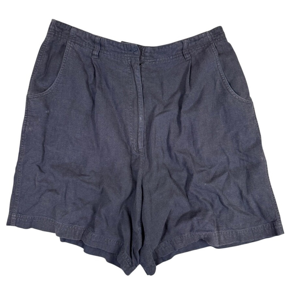 Vintage Talbots High Waisted Pleated Shorts Navy Blue Elastic Pockets Size 16